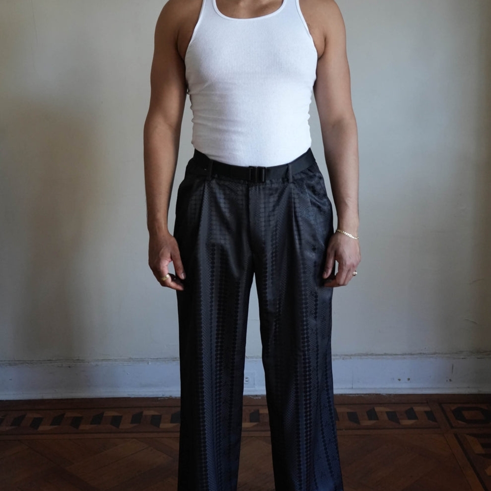 Marche Rue Dix Gamble Noir Satin Jacquard Shirt/Pants - Picture 5 of 15